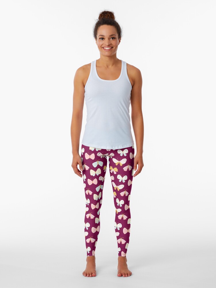 Maroon Butterfly Leggings