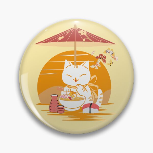 Item preview, Cute Cat Enjoying Ramen, Sushi and Saké designed and sold by creatinginlove.