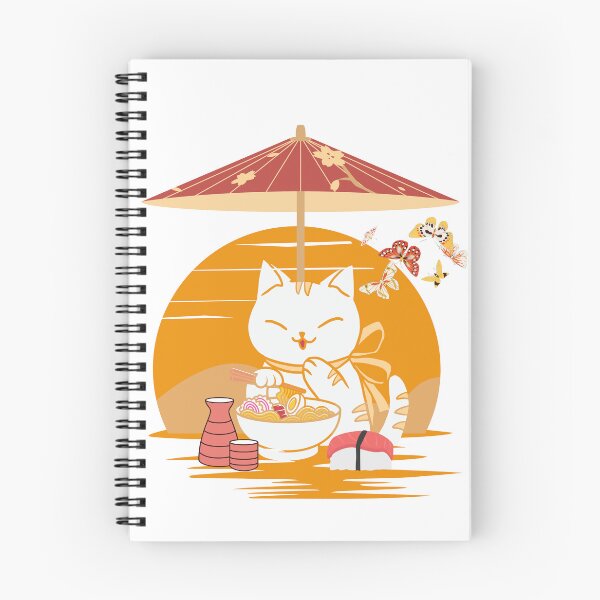 Item preview, Cute Cat Enjoying Ramen, Sushi and Saké designed and sold by creatinginlove.