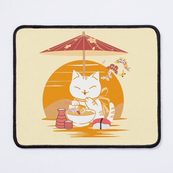 Item preview, Cute Cat Enjoying Ramen, Sushi and Saké designed and sold by creatinginlove.