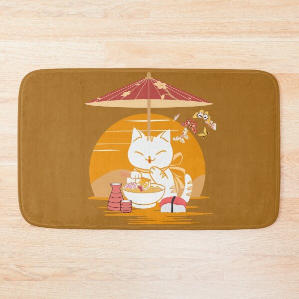 Item preview, Cute Cat Enjoying Ramen, Sushi and Saké designed and sold by creatinginlove.