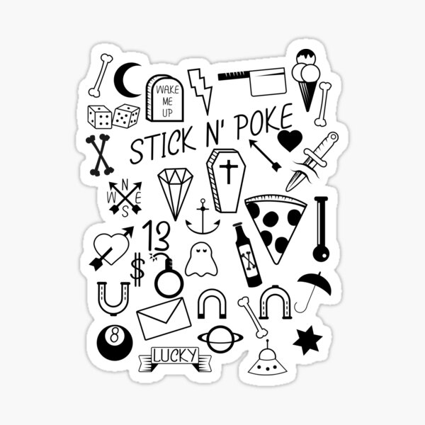 Stick and Poke Tattoo Sticker by piedaydesigns.