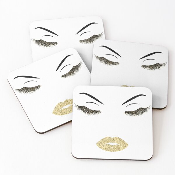 Item preview, Lashes and lips with gold glitter designed and sold by sashica.