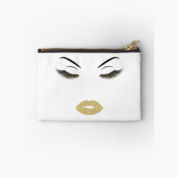 Item preview, Lashes and lips with gold glitter designed and sold by sashica.