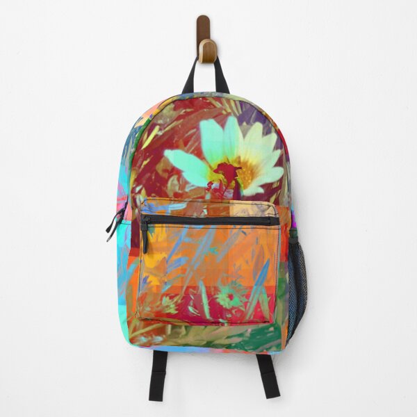Item preview, colorful blooming flowers with geometric pixel abstract designed and sold by Mrvell.