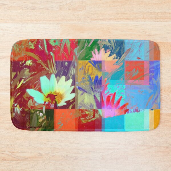 Item preview, colorful blooming flowers with geometric pixel abstract designed and sold by Mrvell.