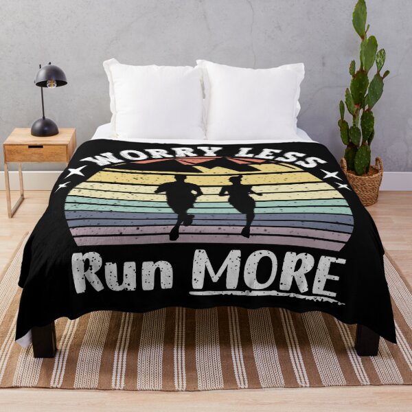 Item preview, Worry Less Run More Vintage Sunset Outdoors Jogging - Black designed and sold by PearlMoonGrapes.