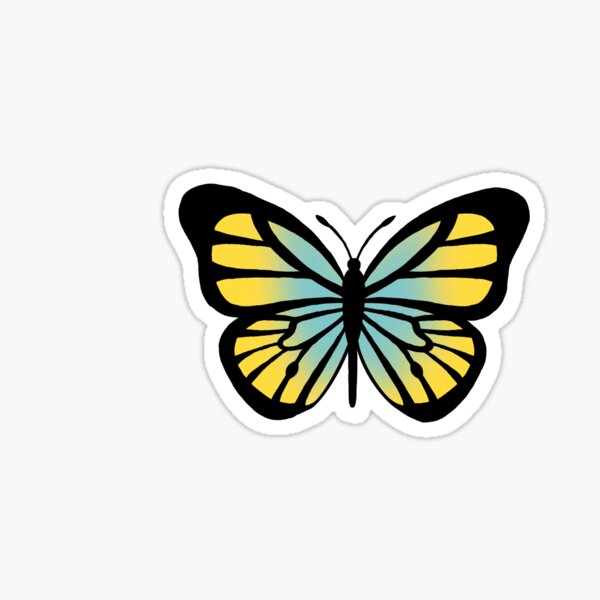 Blue and Yellow Butterfly Design Sticker