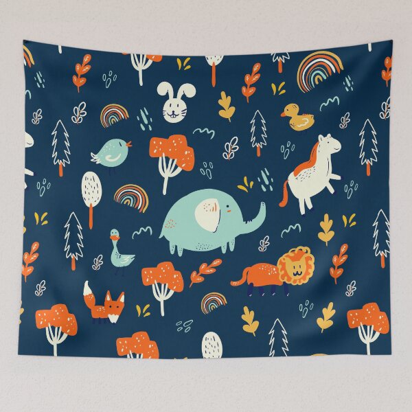 Item preview, Cute Hand Drawn Cartoon Forest Animals Pattern designed and sold by TeeBeesDesign.