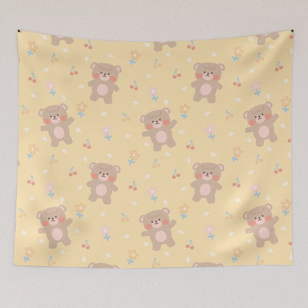 Item preview, Cute Bear And Tiny Flower Pattern designed and sold by TeeBeesDesign.