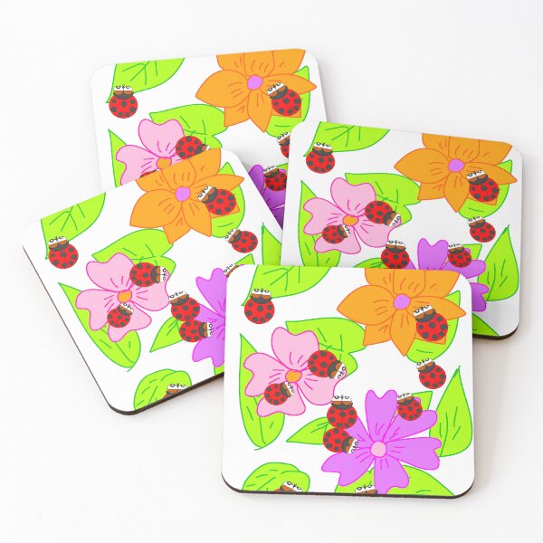 Item preview, Red ladybug and flower designed and sold by EnjoyArtWorld.