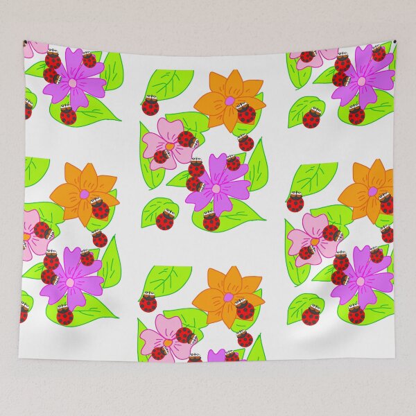 Item preview, Red ladybug and flower designed and sold by EnjoyArtWorld.