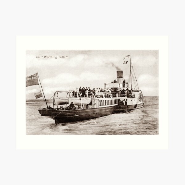 Ref: 76 - The Worthing Belle, Paddle Steamer. Art Print