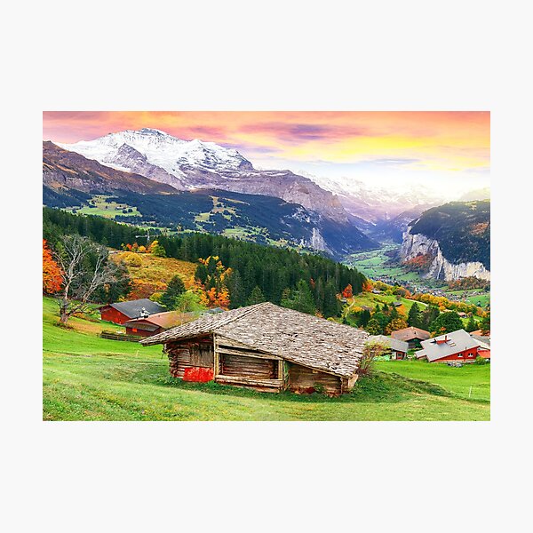 Item preview, Lauterbrunnen Valley Landscape designed and sold by PotluckPrints.