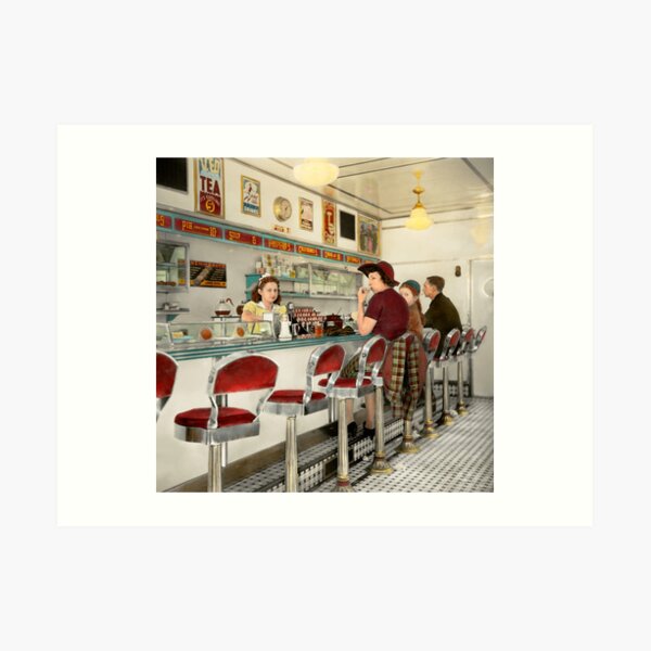 Cafe - The local hangout 1941 Art Print