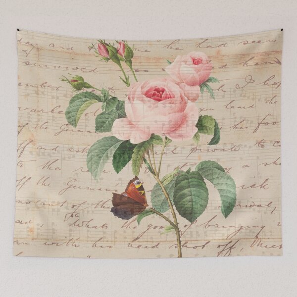 Item preview, pink bouquet of flowers on a vintage book designed and sold by Beeroclock.