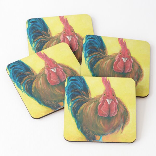 Item preview, Brown Rooster painting on yellow designed and sold by MatsonArtDesign.