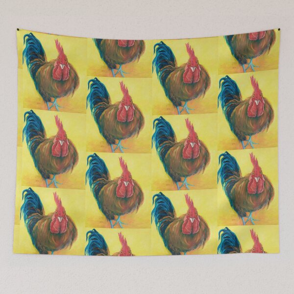 Item preview, Brown Rooster painting on yellow designed and sold by MatsonArtDesign.