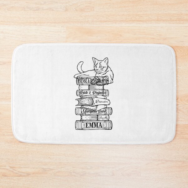 Item preview, Funny Jane Austen Book Stack Cat Kitten Pride and Prejudice Quotes Romantic Novel designed and sold by TopTeeShop.