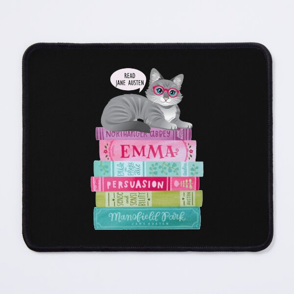 Item preview, Funny Jane Austen Book Stack Cat Kitten Pride and Prejudice Quotes Romantic Novel designed and sold by TopTeeShop.