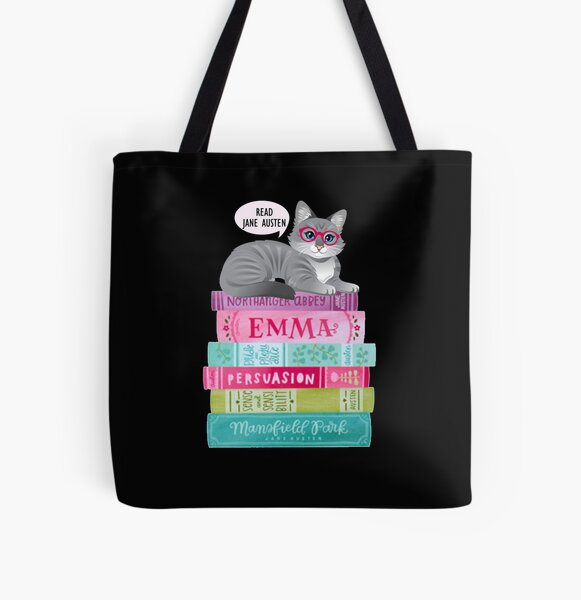 Artikel-Vorschau von Lustiger Jane Austen-Buch-Stapel-Katzen-Kätzchen-Stolz und Vorurteil zitiert romantischen Roman, designt und verkauft von TopTeeShop.