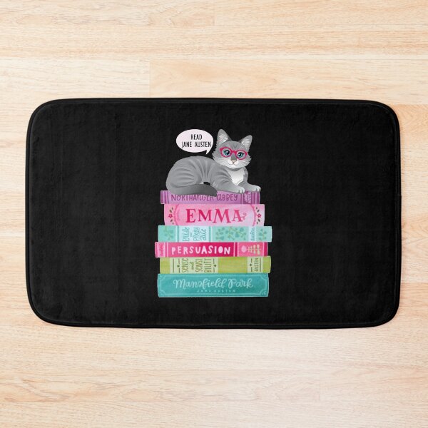 Item preview, Funny Jane Austen Book Stack Cat Kitten Pride and Prejudice Quotes Romantic Novel designed and sold by TopTeeShop.