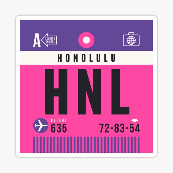 Luggage Tag A - HNL Honolulu Hawaii USA Sticker