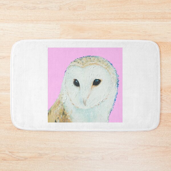 Item preview, Barn Owl painting on pink background designed and sold by MatsonArtDesign.