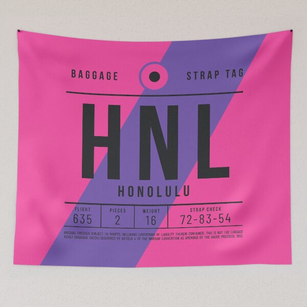 Aperçu de l'œuvre Étiquette de bagage E - HNL Honolulu Hawaii USA créée et vendue par VoodooCircus.