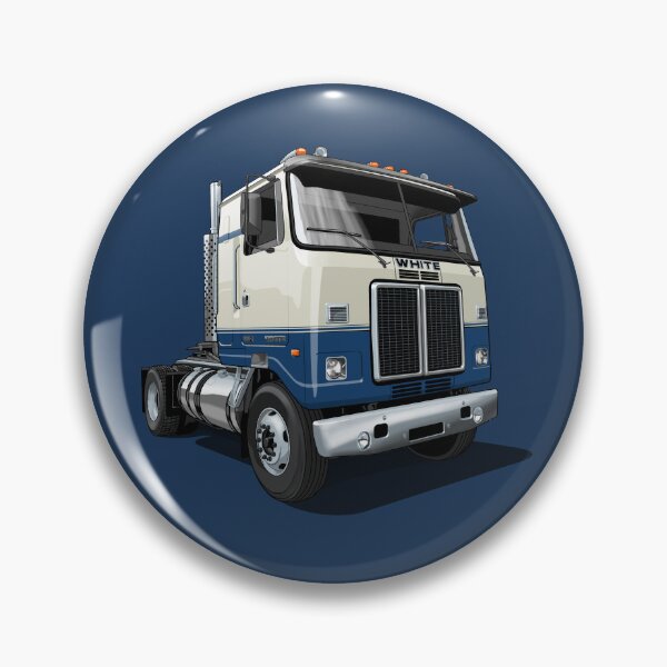 Item preview, 1980 White Road Commander 2 Cabover Truck in blue and white designed and sold by candc-retro.