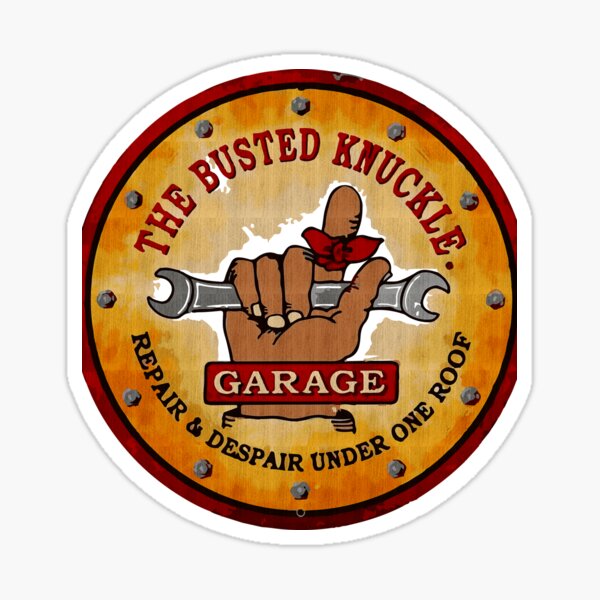 "the busted knuckle" Sticker for Sale by glearningand Redbubble