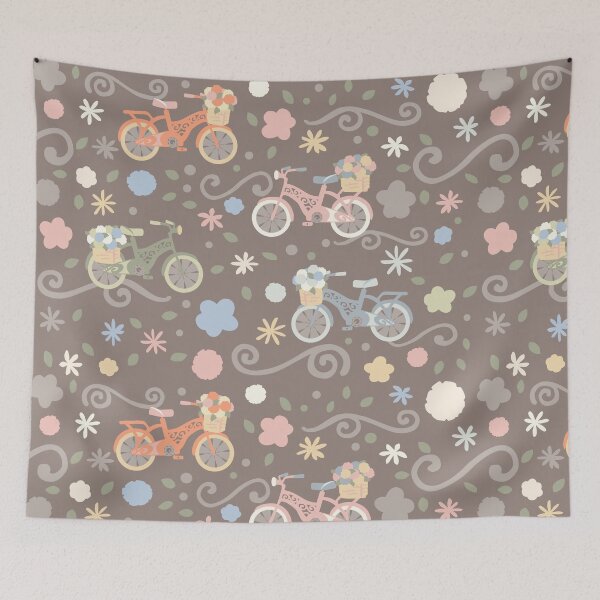 Item preview, Retro Bicycles and Flower Baskets designed and sold by Lyddie Doodles.