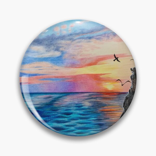 Item preview, Sunset at sea, vibrant, colourful designed and sold by Karen Elaine Evans.