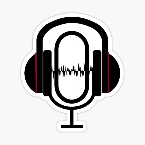 Headphones, Microphone, and Waveform Audio Sticker