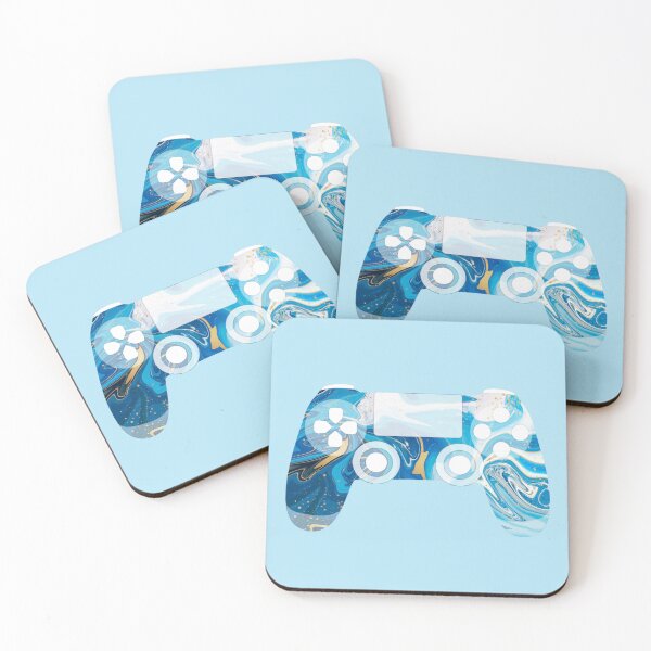 Item preview, Retro Gaming Controller Psychedelic Liquid Blue White Gold designed and sold by everything4eva.