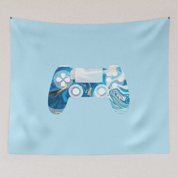 Item preview, Retro Gaming Controller Psychedelic Liquid Blue White Gold designed and sold by everything4eva.