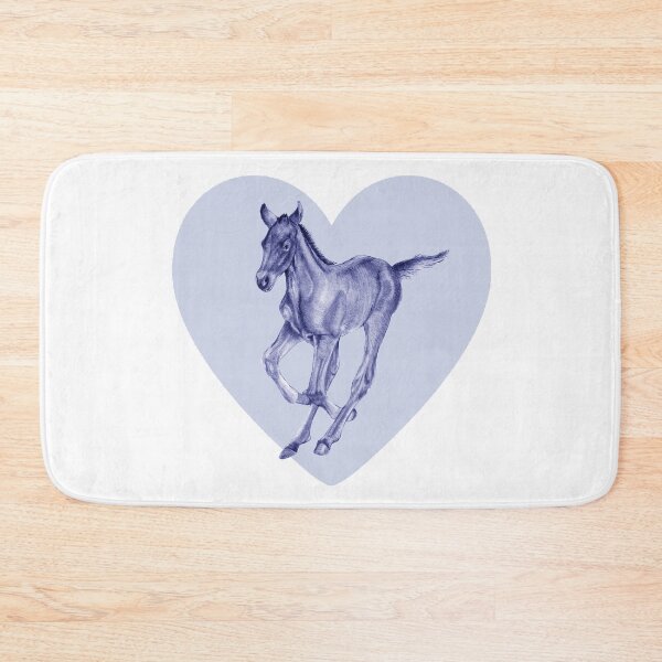 Item preview, Galloping foal - blue colorized version, heart background designed and sold by SylvieG18.