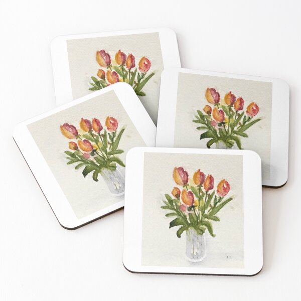 Item preview, Vase of Red Tulips budding  designed and sold by watercolorsLiz.