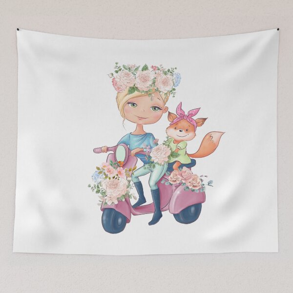 Item preview, Floral Girl and Fox designed and sold by Ala Muk.