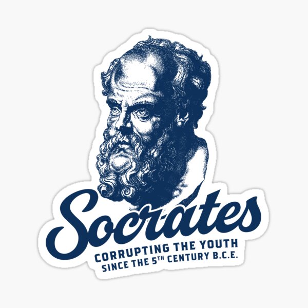 Vista previa del artículo con la obra «Sócrates - Corrompiendo a la juventud desde el siglo V a.C.», diseñado y vendido por The Philosopher's Shirt.