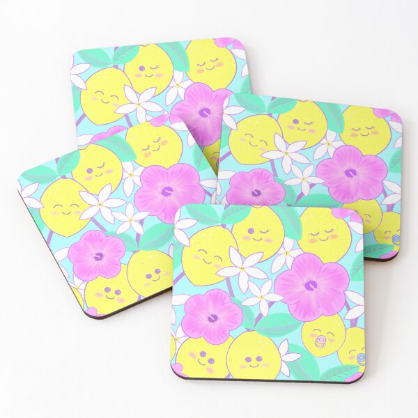 Item preview, Happy Amalfi lemons and pink flowers pastels designed and sold by QuirkyCraftz.