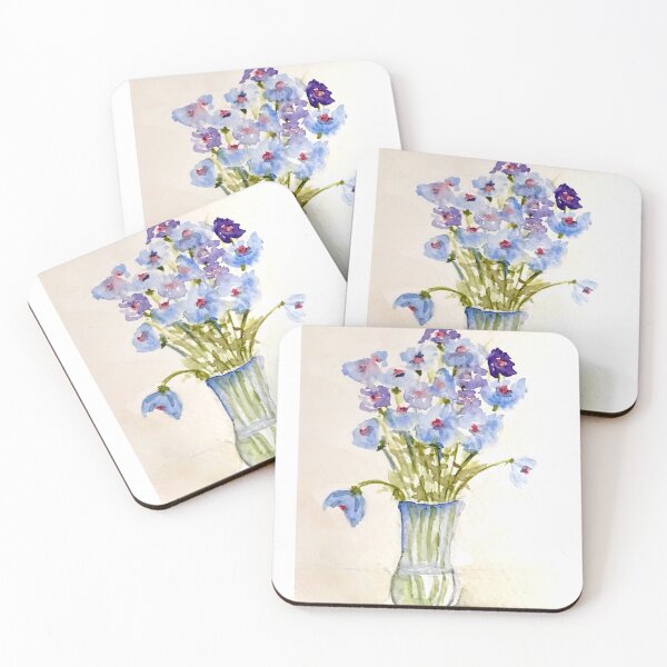 Item preview, Vase of purple wildflowers  designed and sold by watercolorsLiz.