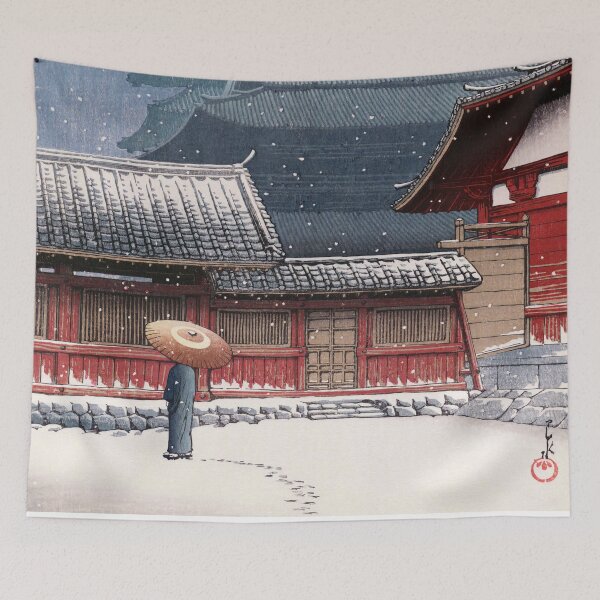 Item preview, Tennoji temple in Osaka by Kawase Hasui designed and sold by Ukiyo-Studio.
