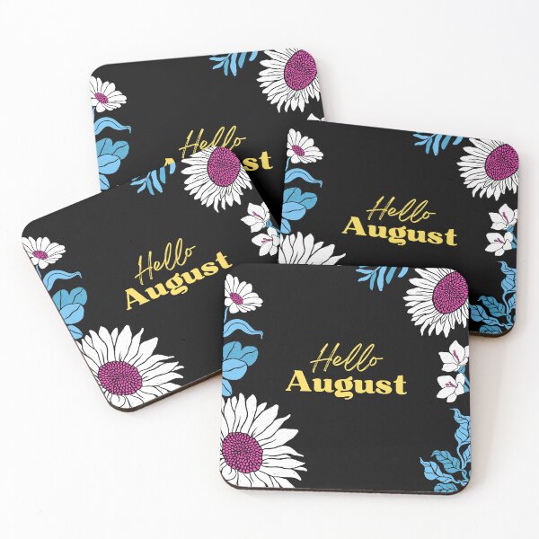 Item preview, Hello august with flowers & leaf design designed and sold by Made4You-Hub.