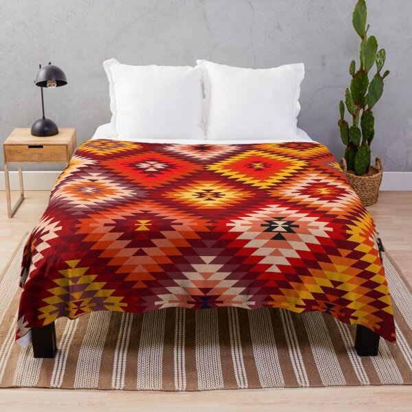 Item preview, Kilim Rug Style rhombus - fire red designed and sold by k9printart.