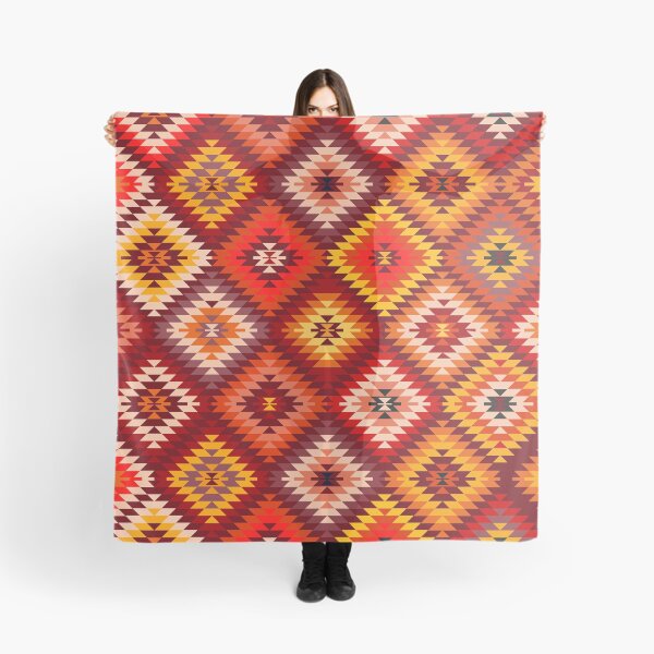 Item preview, Kilim Rug Style rhombus - fire red designed and sold by k9printart.