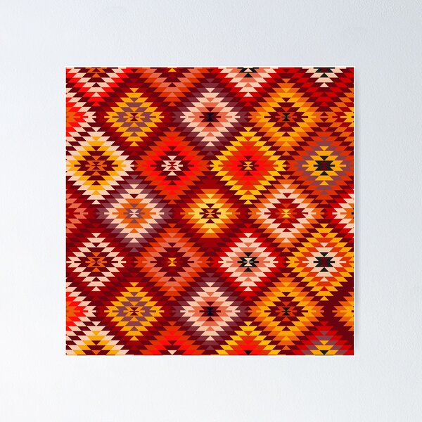 Item preview, Kilim Rug Style rhombus - fire red designed and sold by k9printart.