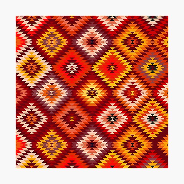 Item preview, Kilim Rug Style rhombus - fire red designed and sold by k9printart.
