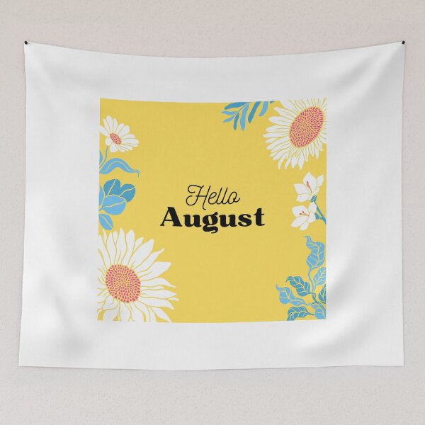 Item preview, Hello august with flowers & leaf design designed and sold by Made4You-Hub.