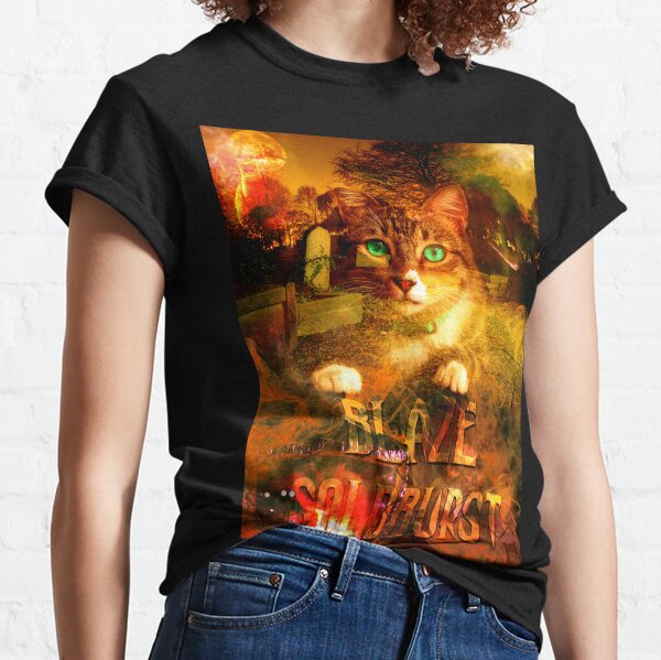 Blaze Goldburst Cat, Halloween, Horror, Haunted, Fantasy Book Cover Classic T-Shirt